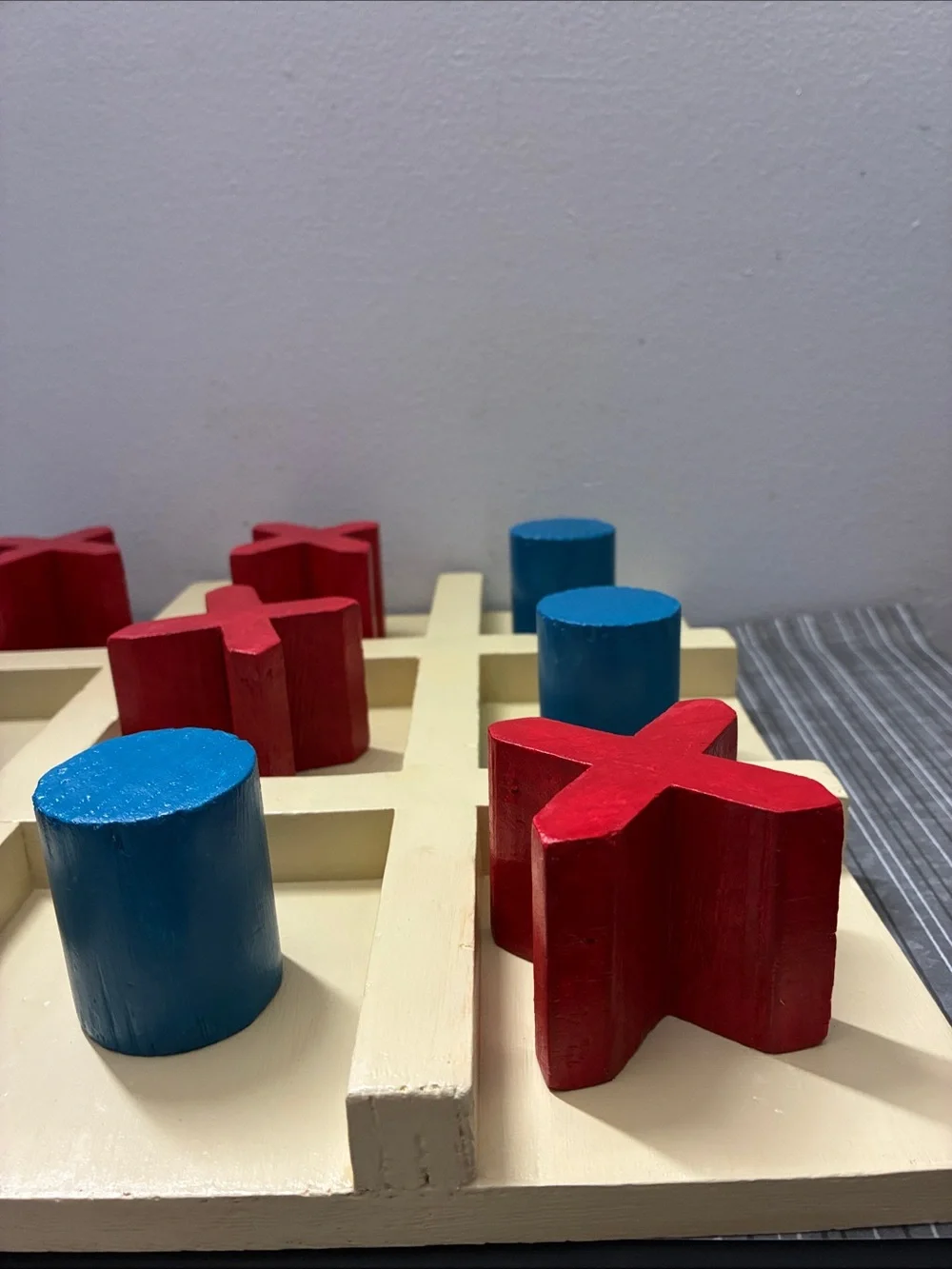 Giant Wooden Tic-Tac-Toe Game - Red X & Blue O Kids Toy